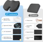 TushGuard Seat Cushion - Memory Foam Cushion for Office Chair, Car Seat, Airplane, Bleacher - Sciatica & Hip & Coccyx Pain Relief Desk Chair Cushion for Long Sitting Office Workers, Car Drivers - Image 5