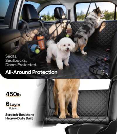 Wigoo Dog Car Seat Cover for Back Seat, 450lbs Hardbottom Dog Hammock, Waterproof & Anti-Scratch Backseat Protector for 1-4 Large/Medium Dogs, Seat Extender for SUV Medium Truck, Size-L, Black - Image 3