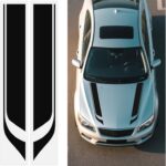 2PCS Racing Stripes Car Hood Decal with Scraper,Stylish Hood Decals for Cars Decorates Hoods Cover and Scratch Protection,Universal Vinyl Car Decals for Cars Modifications (Black)