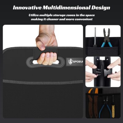 Sposuit Trunk Organizer for Car - 70L Collapsible Car Storage with 11 Pockets & Reinforced Handles, SUV Trunk Organizers for Grocery Cargo(Black) - Image 5