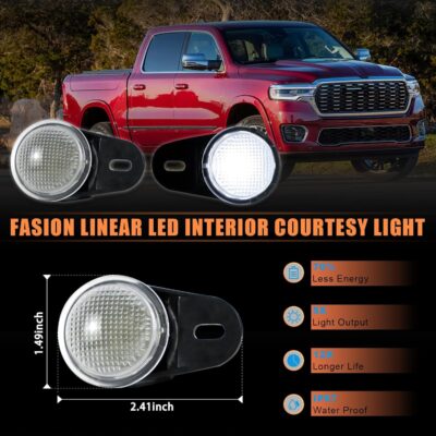 LED Interior Courtesy Lights Footwell Lights Under Dashboard Courtesy Floor Lamp for Dodge RAM,for Durango,Nitro,for Jeep Wrangler,Liberty,Grand Cherokee,18-SMD Under Hood Lamp (White) - Image 4