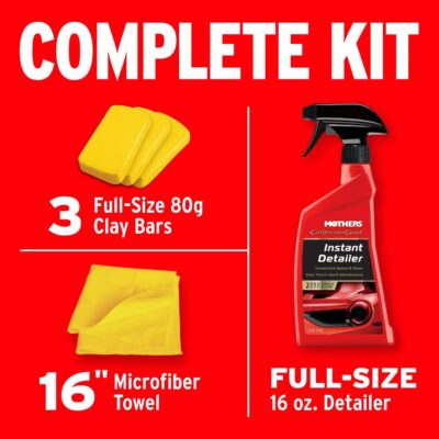 Mothers California Gold 3 Clay Bar Complete Kit, 3 80-gram Clay Bars + 16 oz. Instant Detailer + Microfiber Towel — Removes Contaminants, Restores Brilliance & Smoothness of Paint (07240) - Image 7