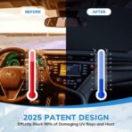 Windshield Sun Shade New American Eagle Flag USA Patriotic Design - Folding Car Front Window Sunshade for Cars SUV Trucks, Max UV Blocking and Keep The Vehicle Cool(64"x33.5") - Image 4