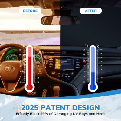 Windshield Sun Shade New American Eagle Flag USA Patriotic Design - Folding Car Front Window Sunshade for Cars SUV Trucks, Max UV Blocking and Keep The Vehicle Cool(64"x33.5") - Image 4