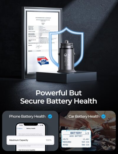 AINOPE USB Car Charger Adapter 45W, Cigarette Lighter USB Charger, Fast Car Charger for Android, [All Metal] QC 3.0 USB Adapter for iPhone 17 Pro Max 16e 16 15 14 13 12 11 Pro Samsung S26 S25 S24 S23 - Image 3