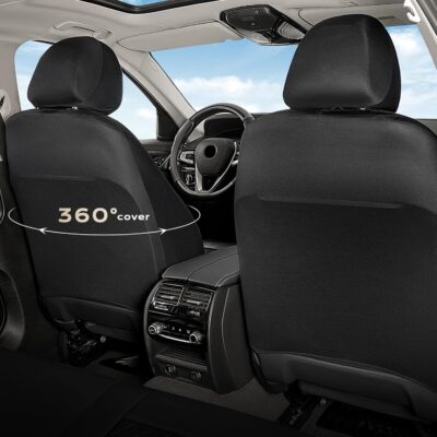 Coverado Seat Covers Full Set, 5 Seat Black Car Seat Covers, Leather Car Seat Protectors, Automotive Front and Back Seat Covers, Waterproof Car Seat Cushions Universal Fit for Most Sedan, SUV, Truck - Image 5