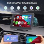 Carplay Screen for Car with Apple CarPlay/Android Auto, 7" Wireless Car Stereo, Portable Touchscreen Car Radio with Bluetooth, Backup Camera, GPS Navigation, Mirror Link,Multimedia Player All Vehicles - Image 2