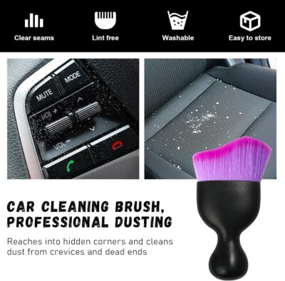 Ziciner Car Detailing Brush, Curved Soft Bristles Auto Removal Dust Collectors, Universal Vehicle Dashboard, Air Conditioner Vents etc Interior Cleaning Tool Accessories (Double Purple) - Image 6