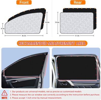ZATOOTO Car Window Sun Shades Covers - 4 Pcs Magnetic Privacy Side Sunshades Blackout Auto Camping Curtains Accessories for Sleeping Family and Women Men Kids Baby - Image 3