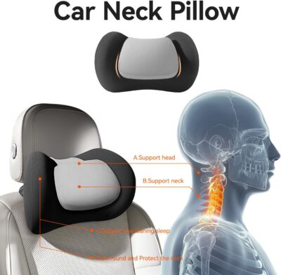 BABUR Car Neck Pillow 100% Memory Foam Ergonomic Pillow Neck Pain Relief While Driving Headrest Neck Support Cushion Universal for Driving Home Office - Image 4