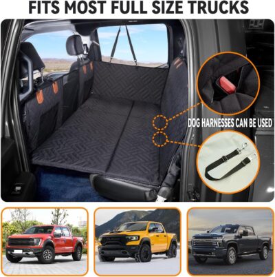 YJGF Dog Back Seat Extender for Truck,Truck Seat Cover Back Seat,Dog Hammock for Truck,Pet Seat Covers for Dogs,Hard Bottom Seat Extender for Dogs(Black,for Full Size Truck) - Image 7