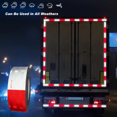 SWRT DOT-C2 Reflective Tape 2 Inch x 200 Feet Red White Reflective Tape Outdoor Waterproof Conspicuity Strong Adhesive Reflector Tape Warning Safety Tape for Vehicles Trailers Boats Signs - Image 3