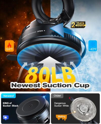 Magnetic Suction Cup Phone Mount for Magsafe, 360° Adjustable Magnetic Car Phone Holder, Pocket Size Foldable Car Mount, Cell Phone Holders for Your Car for iPhone 17 16 15 14 13 12 Series - Image 3