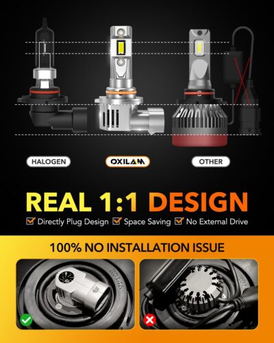 OXILAM 9006 LED Bulbs, 800% Brighter 30000LM, 6500K White HB4 CANBUS Ready LED Bulbs for Low Beam Replacement, Pack of 2 - Image 4