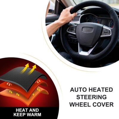 Heated Steering Wheel Cover,15" 12V Steering Wheel Warmer Heated Steering Wheel Protector Cover for Winter Universal,Suitable for Standard Size Cars, Trucks, Vans, SUV1 - Image 6