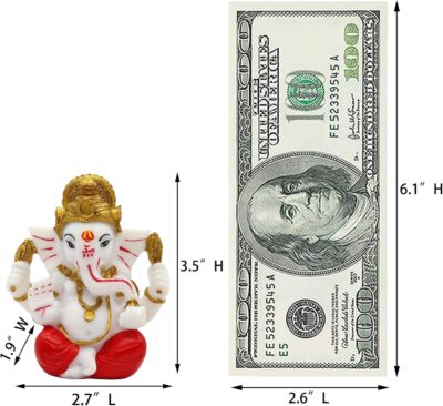 alikiki Ganesha Statue for Car Dashboard – 3.5" H Polystone Hindu God Lord Ganpati Murti Idol for Pooja Mandir Temple Altar Puja Decor Diwali Housewarming Wedding Spiritual Gifts for Indians - Image 5