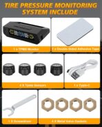 RV Tire Pressure Monitoring System, Wireless TPMS with Solar Charger and USB, 4 Sensors and 6 Alarm Modes Real-time Color LCD Display Tire Pressure Monitor System for SUV Mpv Sedan Truck - Image 8