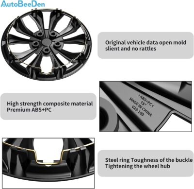 4-Pack Universal Hubcaps Replacement R15 15 inch, Steel Wheel Rim Cover for Most Cars Trucks Sedans SUV, 15" 15 in Wheel Covers Hub Caps (Gray Color) - Image 6