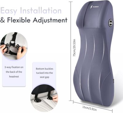 FLORICH Integrated Car Seat Lumbar Support Pillow & Car Neck Pillow Memory Foam Back Cushion for Driving Car Seat Back Support Pillow for Car Seats Driver Back Neck Sciatica Pain Relief Cushion, Blue - Image 6