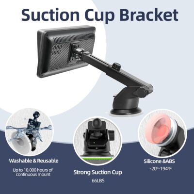 Carplay Screen Mount, Bendable Flexible Dashboard Suction Cup Bracket for 7Inch 9Inch 9.3 Inch 10.26 Inch Portable Car Play Windshield GPS Mount Phone Holder - Image 4