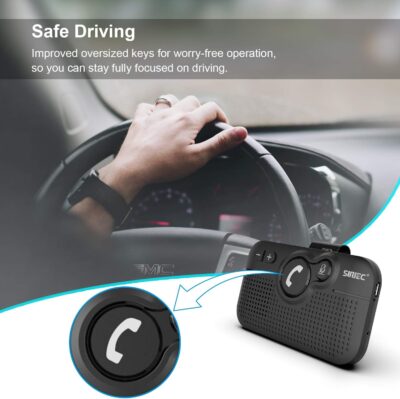 Handsfree Bluetooth Car Kit for Cell Phone, Wireless Bluetooth Speaker for Car, AUTO Power ON Support Siri Google Voice Assistant Hands Free Phone Speakerphone with Visor Clip-BC980SA - Image 6