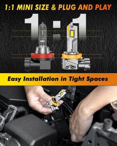 Latest H11/H9/H8 9005/HB3 Light Bulbs Combo, 12X 100,000LM Ultra-Bright, 360° Adjustable Quick Instal, 6500K White, 10-Year Long Service Life H11 9005 Fog Light with Cooling Fan, Pack of 4 - Image 5