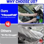 Windshield Sun Shade for Nissan Rogue 2021-2026, Custom Fit Foldable Umbrella Sunshade with 360° Rotating Shaft, Front Window Shade for UV & Heat Protection, Easy Storage Car Sun Shields - Image 2