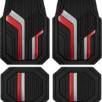 Skechers Heavy Duty Rubber Car Floor Mats,Dual Color Design Floor Mats,All Weather Car Mats,Waterproof Trim to Fit Universal Floor Liner Car Accessories,Automotive Floor Mats for Cars Trucks Suvs,Red