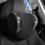 2 Pack Diamond Car Neck Pillow for Women, Memory Foam Neck Pillow for Chair for Lower Back Pain Relief, Car Headrest Pillow with Adjustable Strap, Comfort Softness Neck Support Pillow(Black) - Image 9