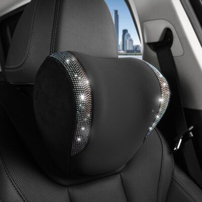 2 Pack Diamond Car Neck Pillow for Women, Memory Foam Neck Pillow for Chair for Lower Back Pain Relief, Car Headrest Pillow with Adjustable Strap, Comfort Softness Neck Support Pillow(Black) - Image 9