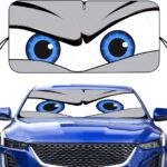 Car Windshield Sun Shade, Funny Eyes Sun Visor, Wear-Resistant Black Tape, Foldable 59‘’x27.5‘’/63''x31.5''