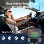 Bluetooth Adapter for Car，Bluetooth FM Transmitter for Car,MP3 Player QC3.0 Quick Charge for All Smartphones Audio Players，Supports TF/SD Card and USB - Image 4