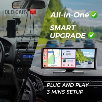 10.26 Inch Carplay Screen for Car, Compatible with Apple CarPlay & Android Auto, 4K Dash Cam & HD Backup Camera, Bluetooth, Navigation, Mirror Link, Voice Control, Carplay Tablet for Cars/Trucks - Image 3
