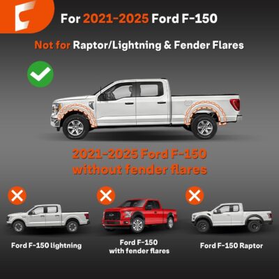 Upgraded Mud Flaps Fit for Ford F150 2026 2025 2024 2023 2022 2021, Mud Flaps for Pickup Trucks Splash Guard Compatible with 2025 Ford F150 Accessories, No Drilling Mud Gards Mudflaps, Set of 4 - Image 2