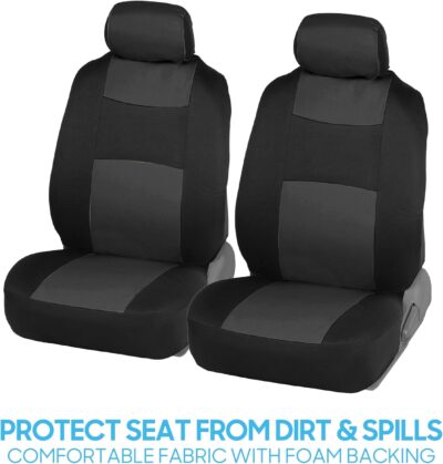 BDK PolyPro Car Seat Covers Full Set in Charcoal on Black – Front and Rear Split Bench for Cars, Easy to Install Cover Set, Accessories Auto Trucks Van SUV - Image 3