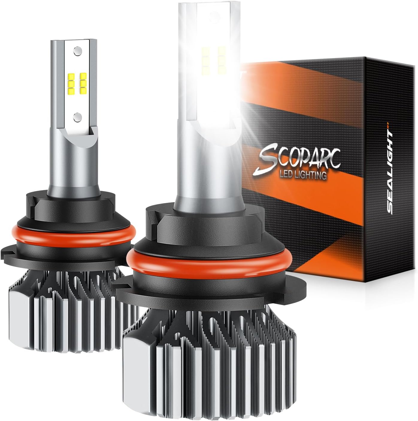 71l3rNOXeL._AC_SL1500_.jpg SEALIGHT 9004 Bulbs, 64,000LM Brighter, HB1 Driving Light Bulbs, 60W 6500K White Fog Bulbs, 80,000hrs Long Lifespan, 1:1 Size 3 Minute Plug-N-Play for Vehicle ATVs & Powersports, Pack of 2 - Image 1