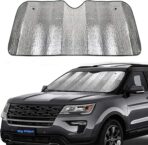 Big Hippo Car Windshield Sun Shade-Jumbo/Standard Car Window Shades Keeps Vehicle Cool-Front UV Ray Protector Sunshade-Easy to Use Sun Shade-Silver(55.16"X 27.5")