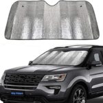 Big Hippo Car Windshield Sun Shade-Jumbo/Standard Car Window Shades Keeps Vehicle Cool-Front UV Ray Protector Sunshade-Easy to Use Sun Shade-Silver(55.16"X 27.5")