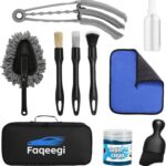10-Piece Car Interior Cleaning Kit - 3 Natural Boar Hair Brushes, 3-in-1 AC Vent Brush, 160g Non-Toxic Gel, Microfiber Duster, 100ml Food-Grade Spray Bottle | Multi-Scenario for Auto
