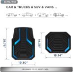PIC AUTO Heavy Duty Rubber Floor Mats, Blue Aluminum Film Car Mats Set, Front and Rear Car Mats with Anti-Slip Backing, All Weather Protection, Trim-to-Fit for Automotive SUV, Sedan, Van - Image 7