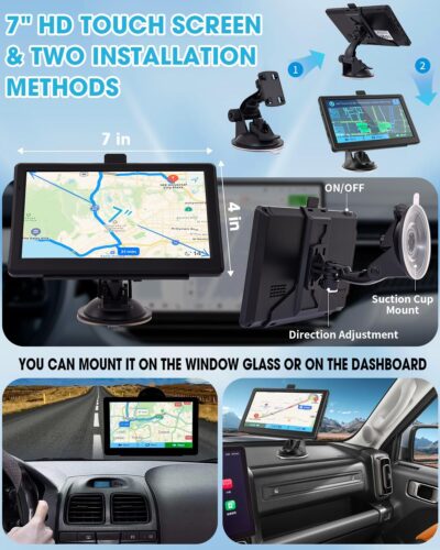 GPS Navigator for Car, Truck GPS with 7'' Touchscreen, Free Lifetime Updates, Car Navigation System with Turn-by-Turn Voice Guidance, Speed & Red Light Warning for All Cars (Black) - Image 6