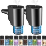 Car Air Freshener, 5 Scents, 10 Refills, Smart car Air Freshener for Vent Clips, Auto On/Off, Three Spray Modes, Car Fresheners Long Lasting (2Pack)