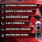 Car Wax Spray and Ceramic Coating for Cars - 3 in 1 Waterless Car Wash and Detailing - Quick Effect Coating Agent for Car - High Gloss Top Coat, Shiny Car Stuff by Shine Armor - Protective Wax 16FlOz - Image 3