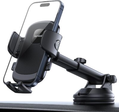 Lamicall Car Phone Mount - [Strongest Military-Grade Suction Cup] 360° Rotation Phone Holders for Your Car Quick Release Adjustable Phone Mount for Car Dashboard for iPhone 17 16 Pro Max Galaxy Truck - Image 9