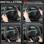 GIANT PANDA D Shape Steering Wheel Cover for Nissan Rogue Kicks - Auto Car Steering Wheel Cover Customized for Nissan Altima Sentra(Black+Black Line-D-Shaped) - Image 6