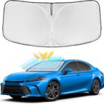 Windshield Sun Shade for Toyota Camry 2025 2026 LE XLE Hybrid SE XSE - 4 Layers Car Sunshades for Front Windows Shade Cover Custom Fit Camry Sun Visor 250T Retractable Blocks Shade UV Rays Accessories
