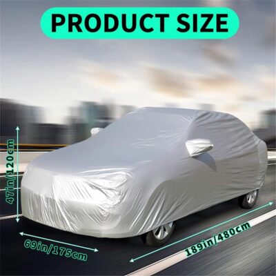 ikaufen Car Cover Waterproof All Weather for Automobiles, Car Cover Dirtproof, Scratch Resistant, Snowproof UV Protection Windproof, Universal Fit for Sedan (117-185 inch) - Image 2