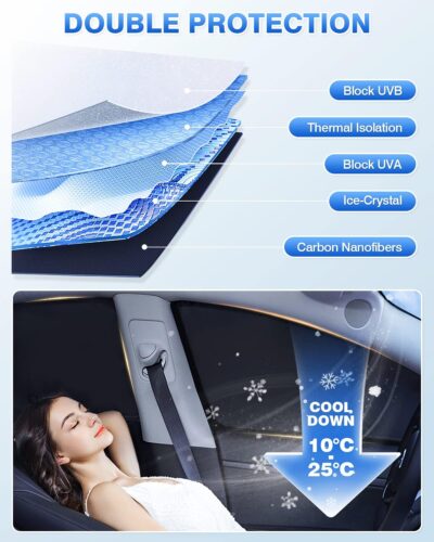 Sunshades for 2016-2022 Lexus RX Accessories Windshield Sun Shade Side Rear Window Shade Cover Sun Visor Shield Privacy Protection for Camping Keep Vehicle Cool Black 6PCS - Image 4