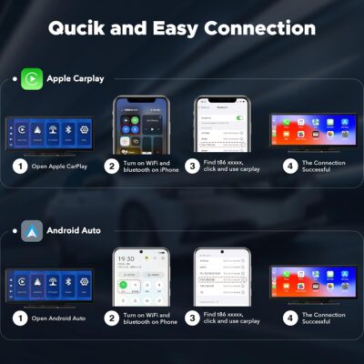 LAMTTO 9.26" Wireless Carplay and Android Auto with 2.5K Dash Cam, 1080P Backup Camera, Portable Touchscreen GPS Navigation for Car, Car Stereo Receiver with Bluetooth,AirPlay,AUX,FM,Googel,Siri - Image 8