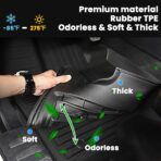 Auxko All Weather Floor Mats Fit for Nissan Pathfinder 2022-2025 2026(8 Seat) / Infiniti QX60 (7 Seat) TPE Rubber Liners Set All Season Guard Odorless Anti-Slip Floor Mats - Image 3